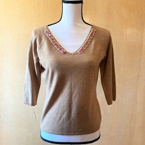 NWT Sz PL Garfield & Marks Brown/Purple Sweater